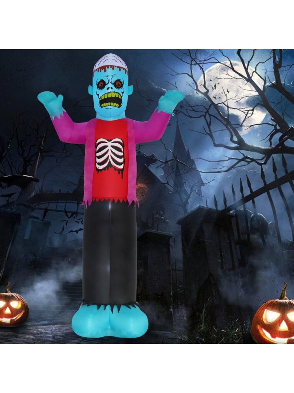 🎃 12 FT Blue Zombie Halloween Inflatable Outdoor Yard Decor LED Lights